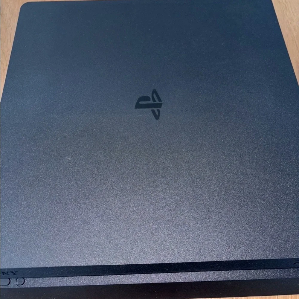 Sony Black Console with Custom Blue Controller and Headset